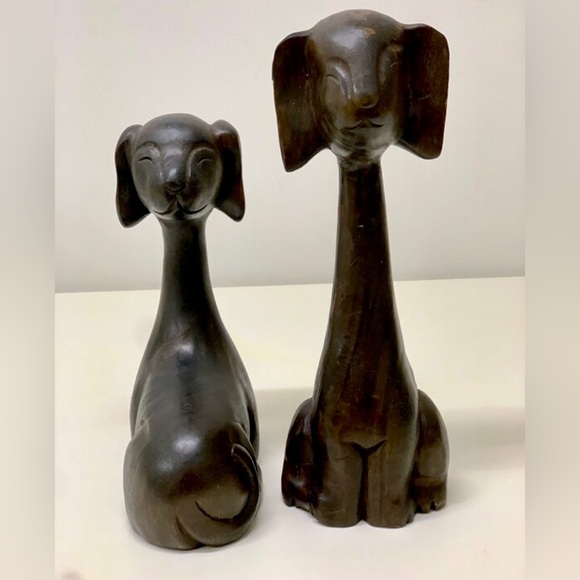 Set of 2 Vintage Pre WWII Japanese Hand Carved Stained Hardwood Animal Figurines - Picture 10 of 11